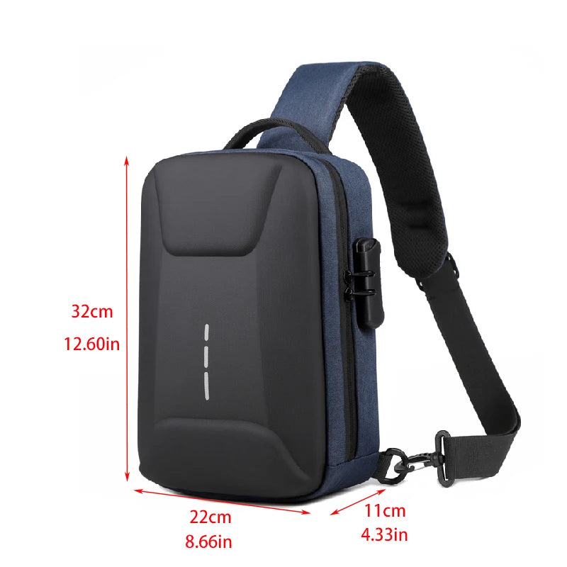 Anti-Theft Combination Lock Chest Bag with USB Charging Port