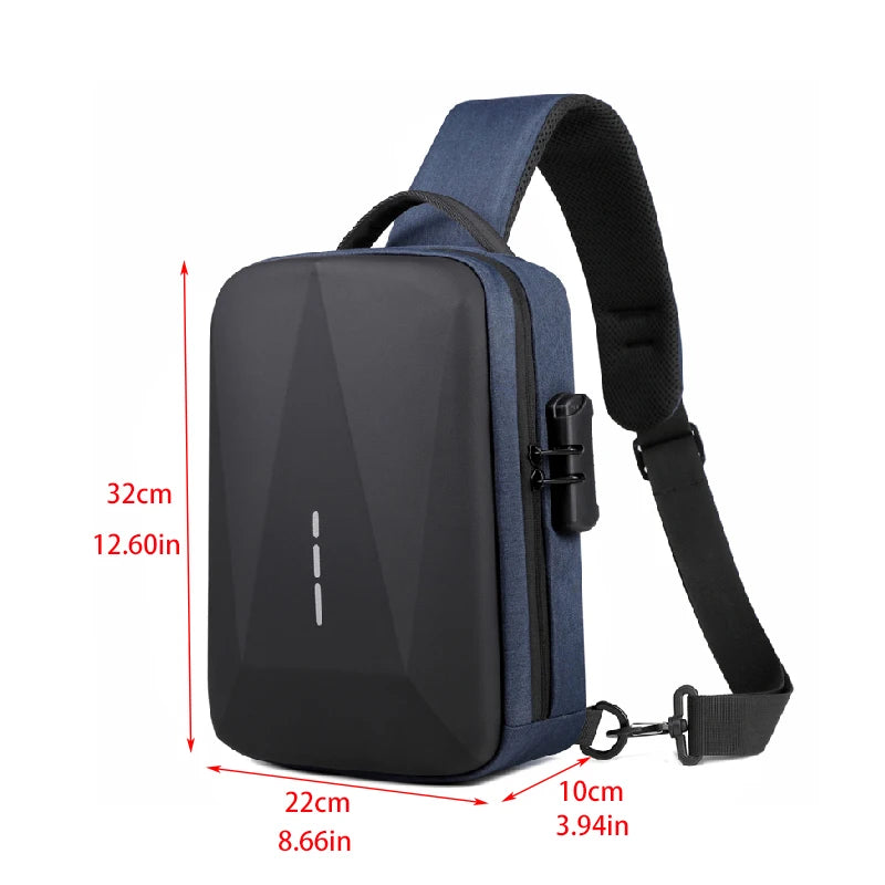 Anti-Theft Combination Lock Chest Bag with USB Charging Port