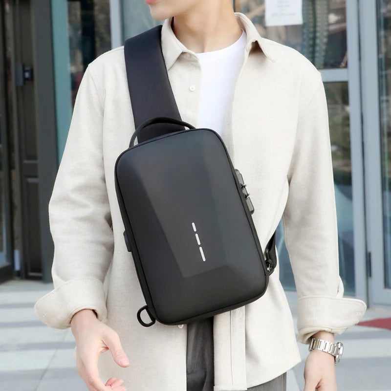 Anti-Theft Combination Lock Chest Bag with USB Charging Port