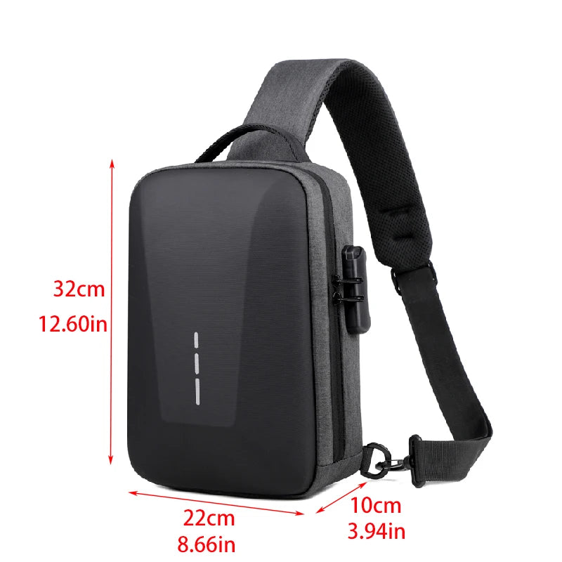 Anti-Theft Combination Lock Chest Bag with USB Charging Port