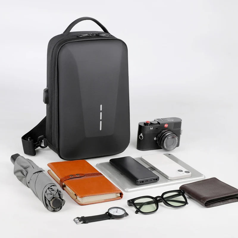 Anti-Theft Combination Lock Chest Bag with USB Charging Port