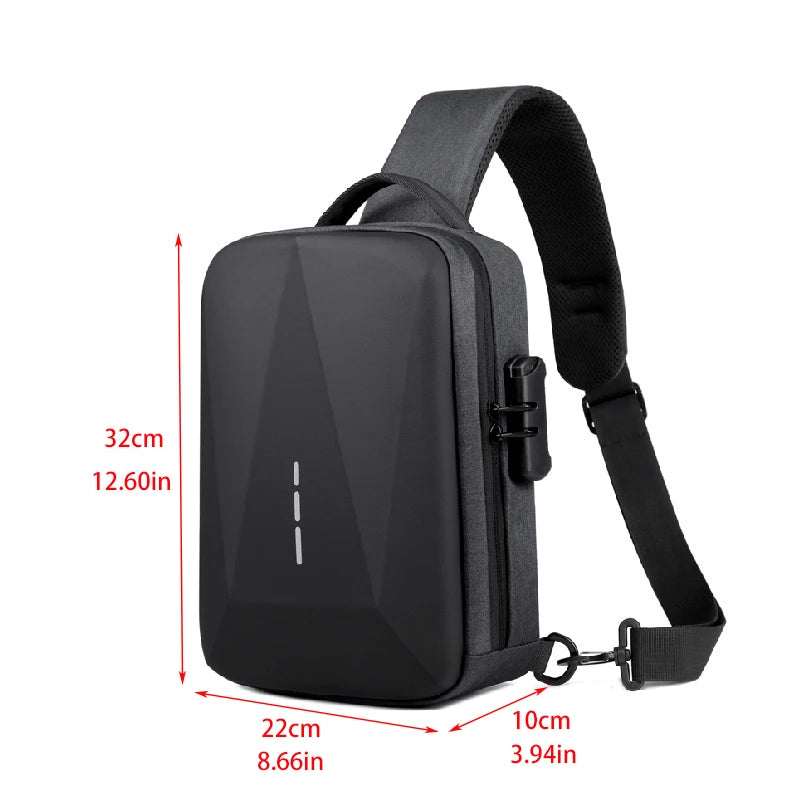 Anti-Theft Combination Lock Chest Bag with USB Charging Port