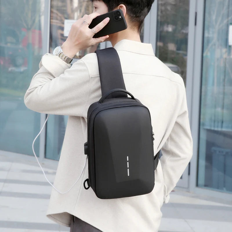 Anti-Theft Combination Lock Chest Bag with USB Charging Port