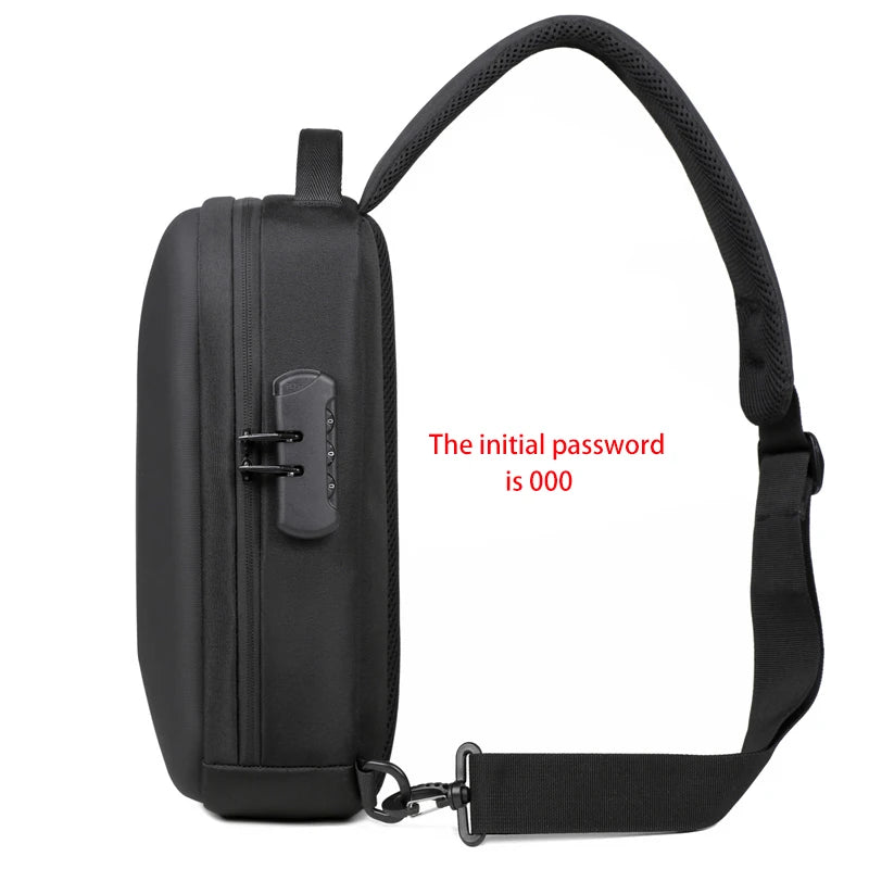 Anti-Theft Combination Lock Chest Bag with USB Charging Port