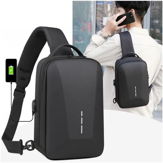 Anti-Theft Combination Lock Chest Bag with USB Charging Port