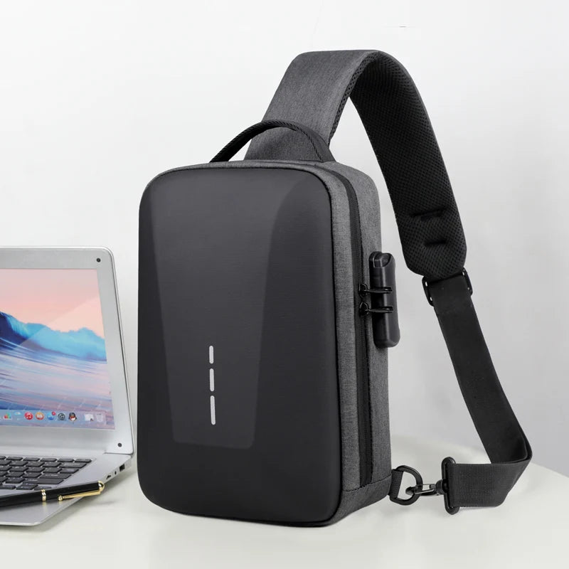 Anti-Theft Combination Lock Chest Bag with USB Charging Port