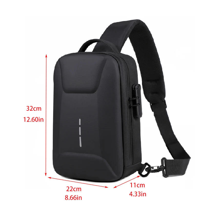Anti-Theft Combination Lock Chest Bag with USB Charging Port