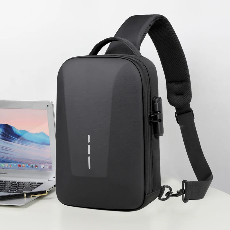 Anti-Theft Combination Lock Chest Bag with USB Charging Port