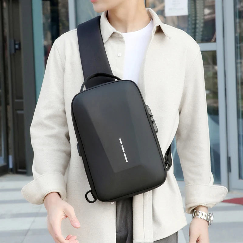 Anti-Theft Combination Lock Chest Bag with USB Charging Port