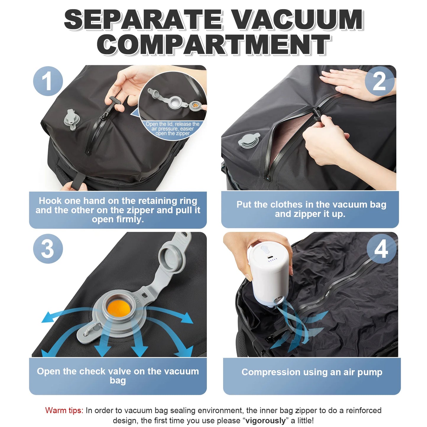 Vacuum Backpack Travel Bag